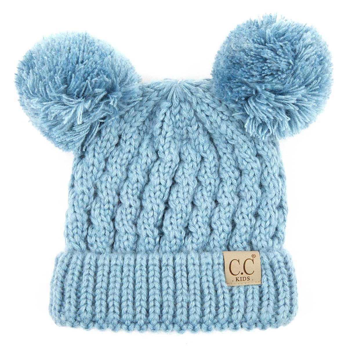 CC SOLID COLOR DOUBLE POM BEANIE FOR KIDS