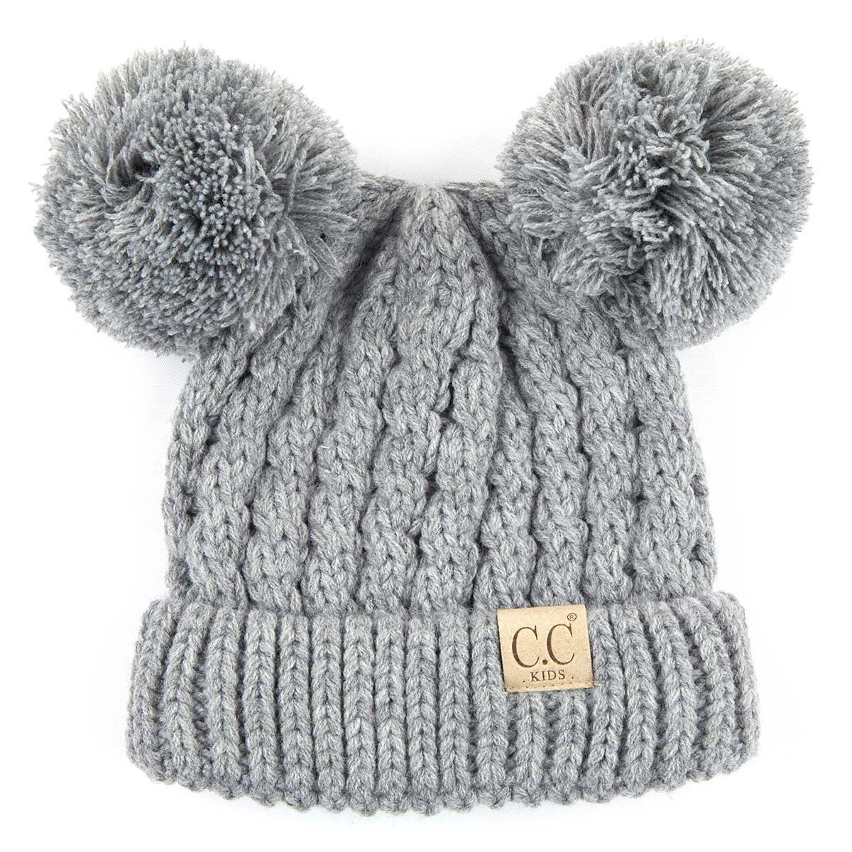 CC SOLID COLOR DOUBLE POM BEANIE FOR KIDS