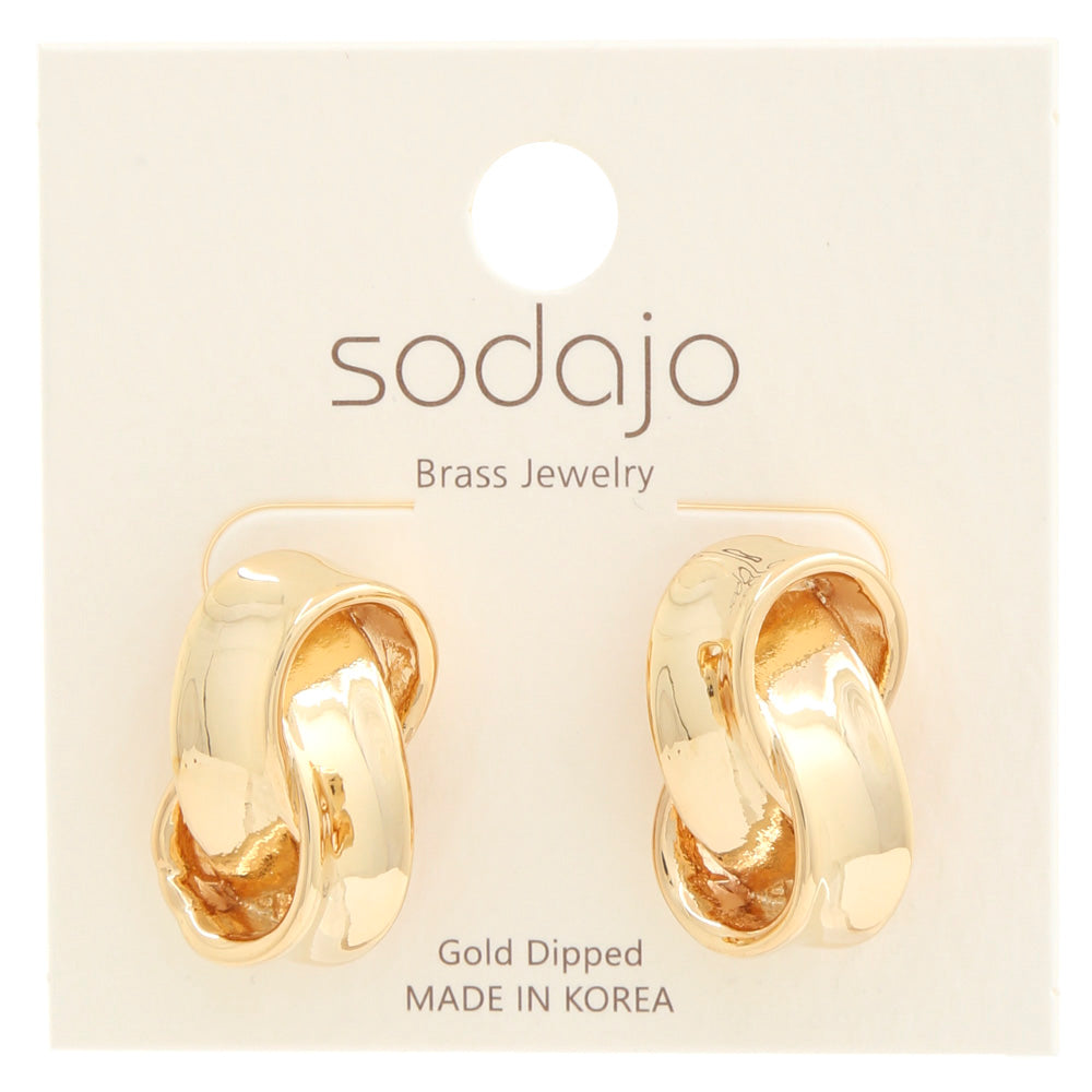 DOUBLE CIRCLE LINK GOLD DIPPED EARRING