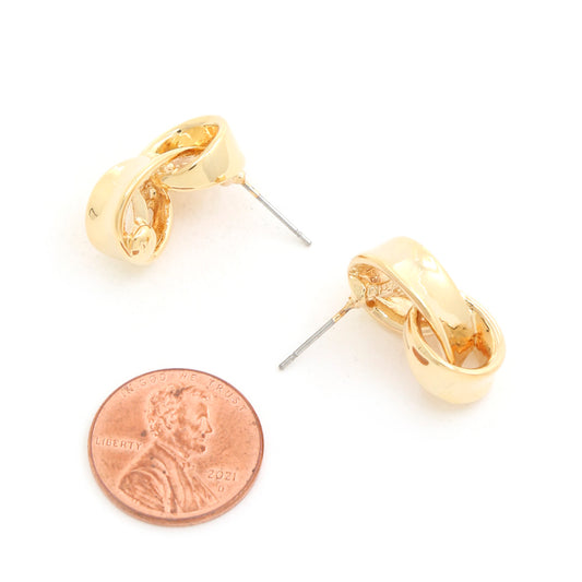 DOUBLE CIRCLE LINK GOLD DIPPED EARRING