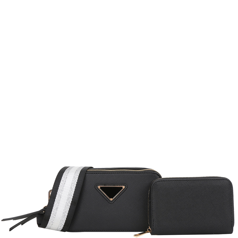 2IN1 CHIC SMOOTH ZIPPER CROSSBODY BAG WITH WALLET SET (Khaki)