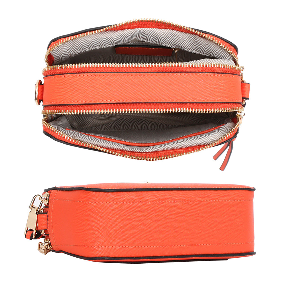 2IN1 CHIC SMOOTH ZIPPER CROSSBODY BAG WITH WALLET SET (Khaki)