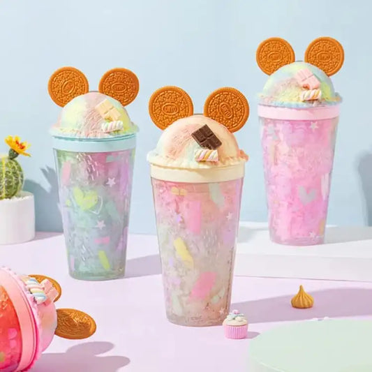 Ice Cream Cookies Double Walling Tumbler with Lids and Straw