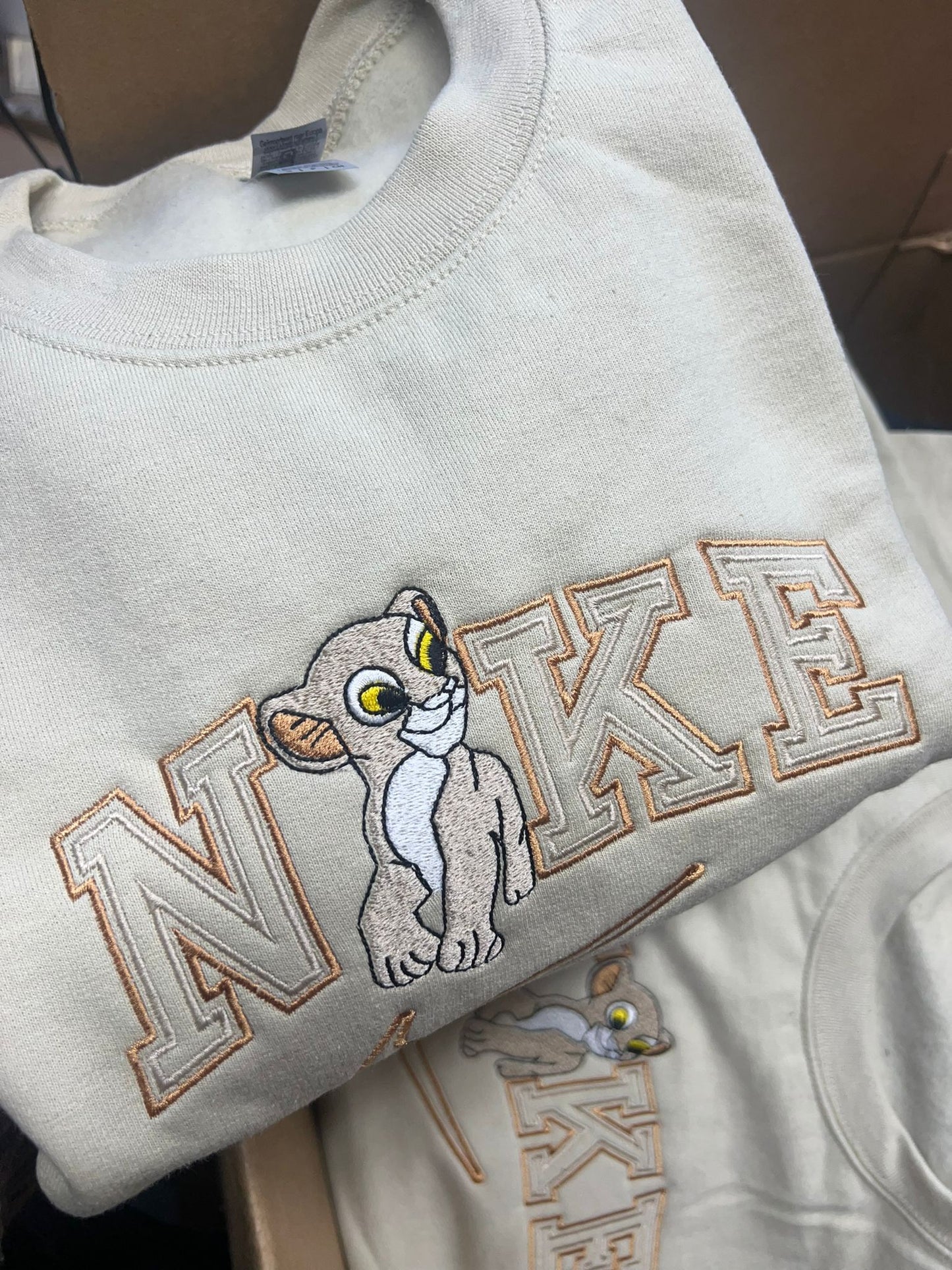 Simba Beige Crewneck Sweatshirt Unisex