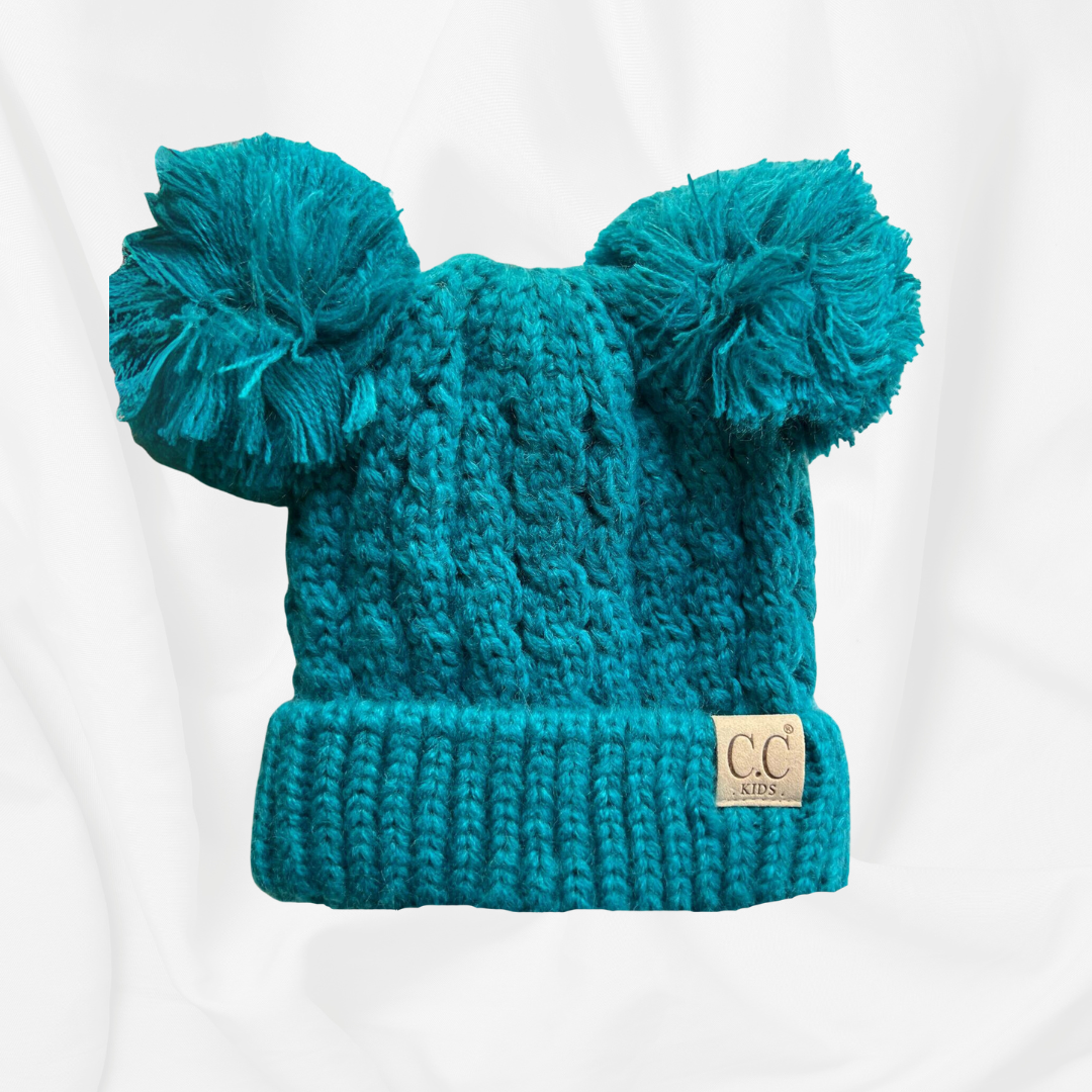 CC SOLID COLOR DOUBLE POM BEANIE FOR KIDS
