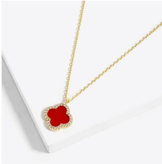 Gold Dipped Flower Pendant (Red)