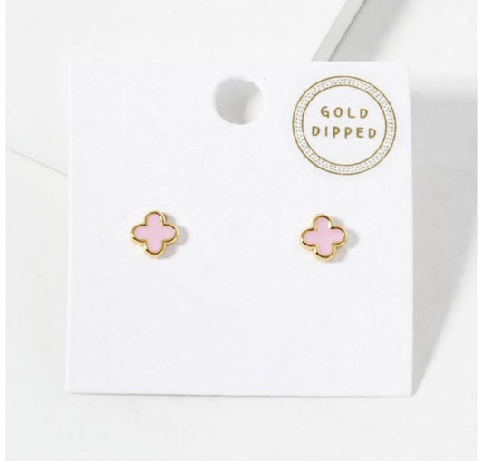 Gold Dipped Flower Stud Earrings
