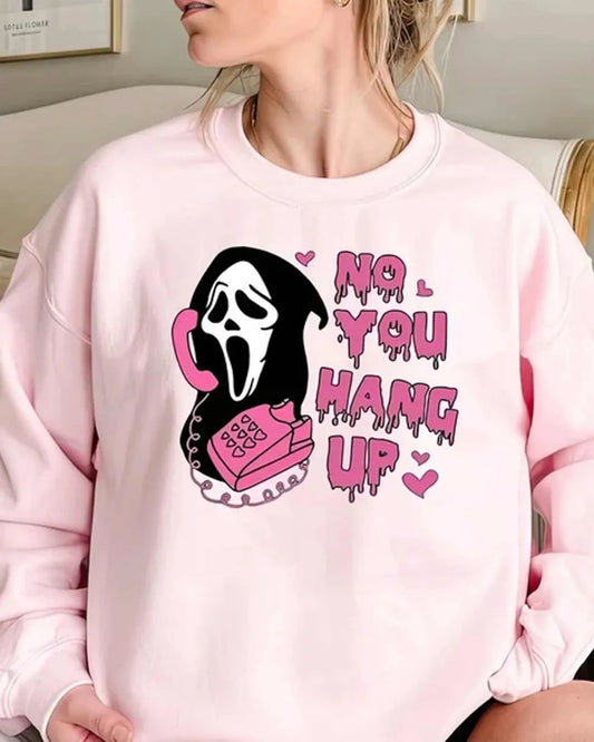 No You Hang Up Sweatshirt Ghostface Unisex (Light Pink)