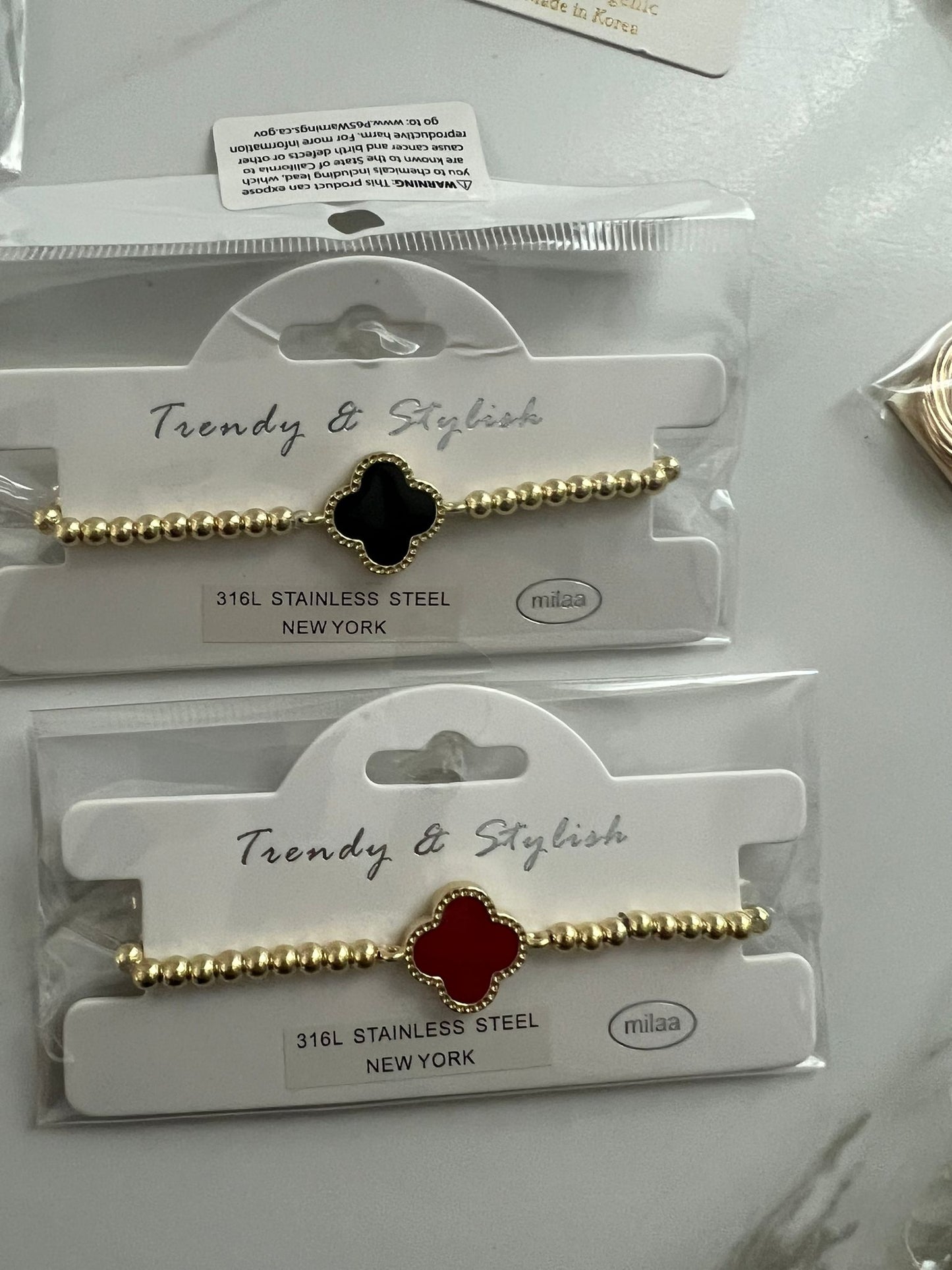 FASHION CLOVER LEAF BALL BEAD BRACELET