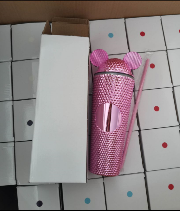 Copy of Mickey Ears Tumbler 22oz with Lids and Straw (Light Pink)