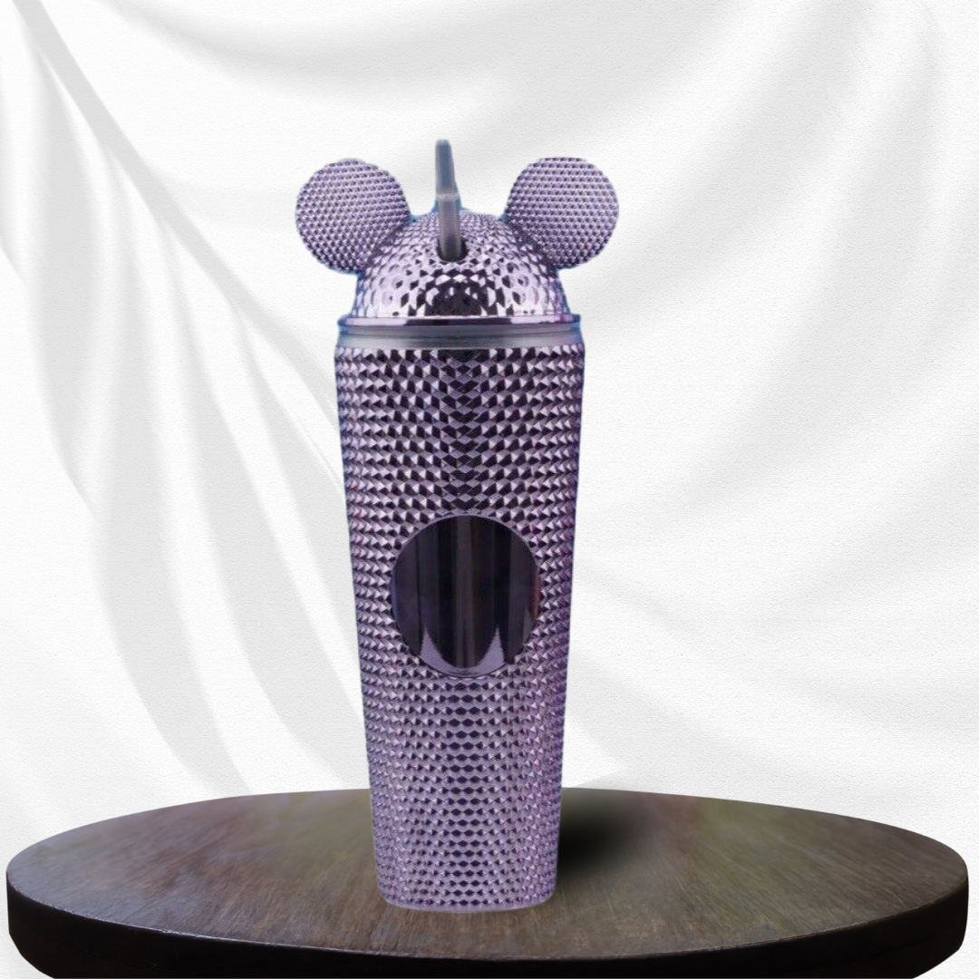 24oz Double Wall Kids Acrylic Mickey Tumbler with Ears Lid Straw (Purple)