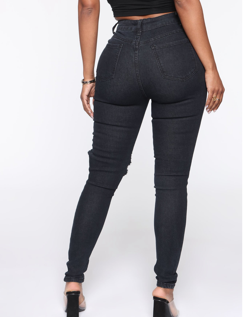 Distressed Skinny Jeans - Black