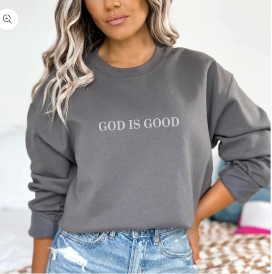 God is Good Crewneck sweatshirt(Dark Gray) ) )