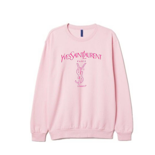 YSL Printed Crewneck Sweatshirt Light Pink