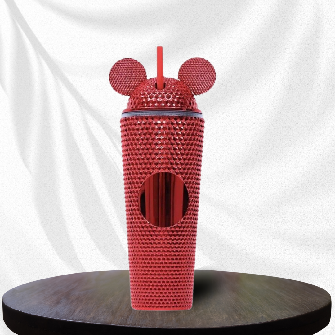 24oz Double Wall Kids Acrylic Mickey Tumbler with Ears Lid Straw (Red)