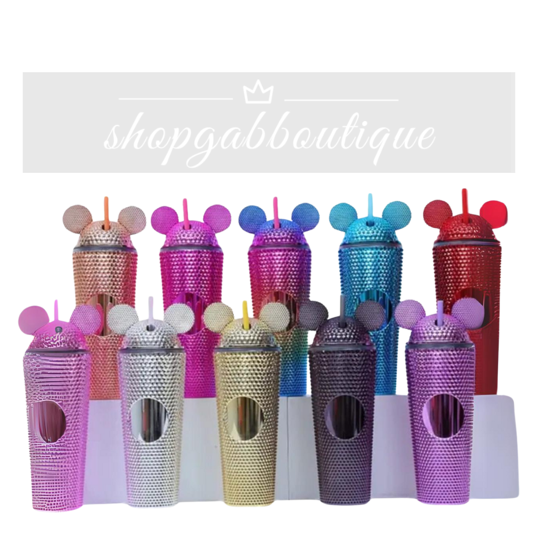 Copy of Mickey Ears Tumbler 22oz with Lids and Straw (Light Pink)