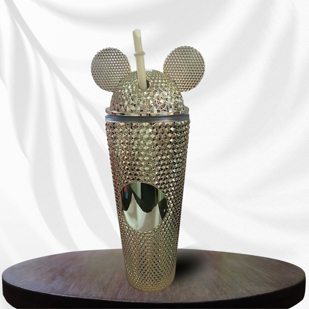 24oz Double Wall Kids Acrylic Mickey Tumbler with Ears Lid Straw (Gold)