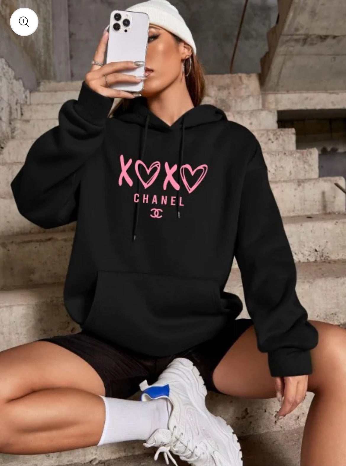 Xoxo - black and pink hoodie